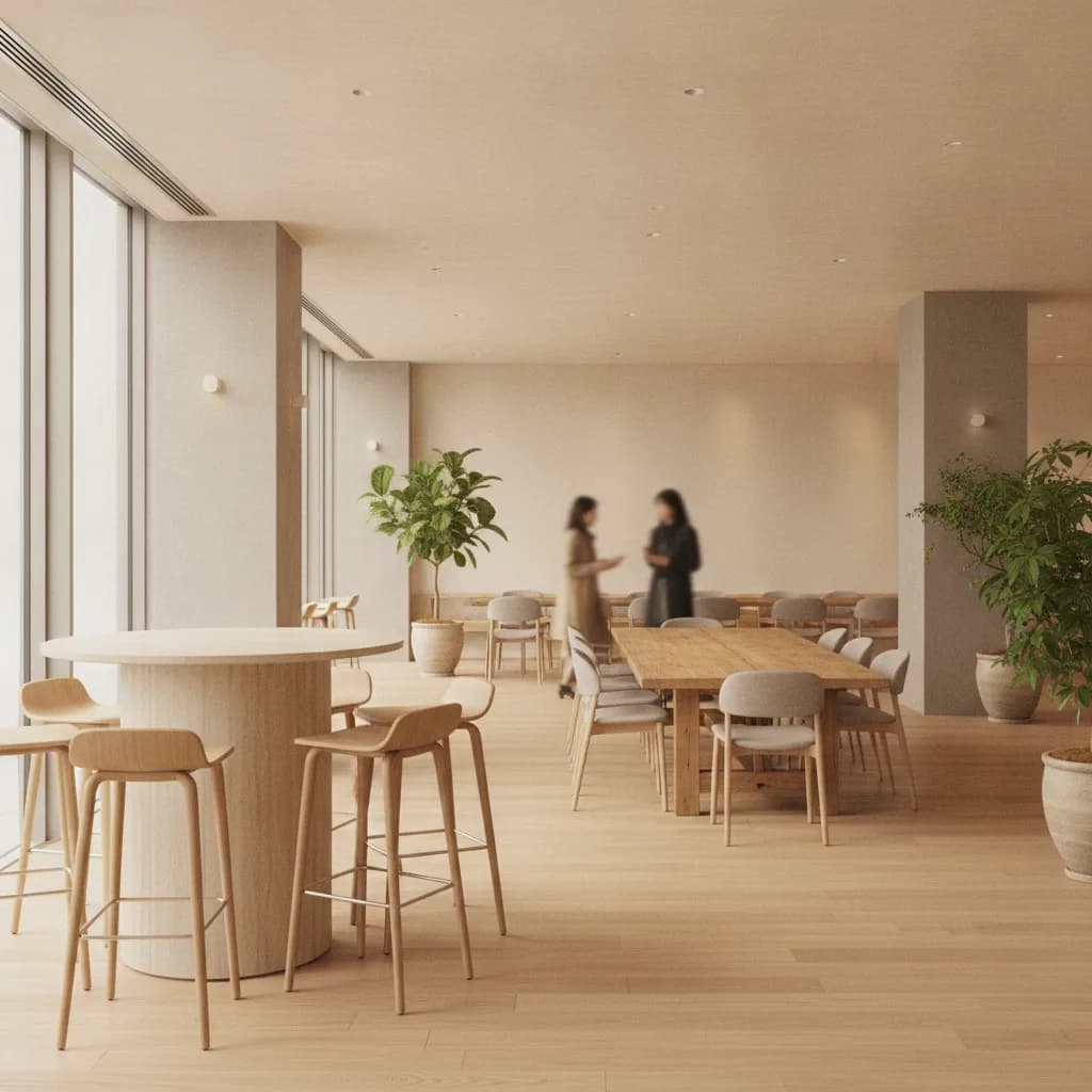 Community lounge with a shared table